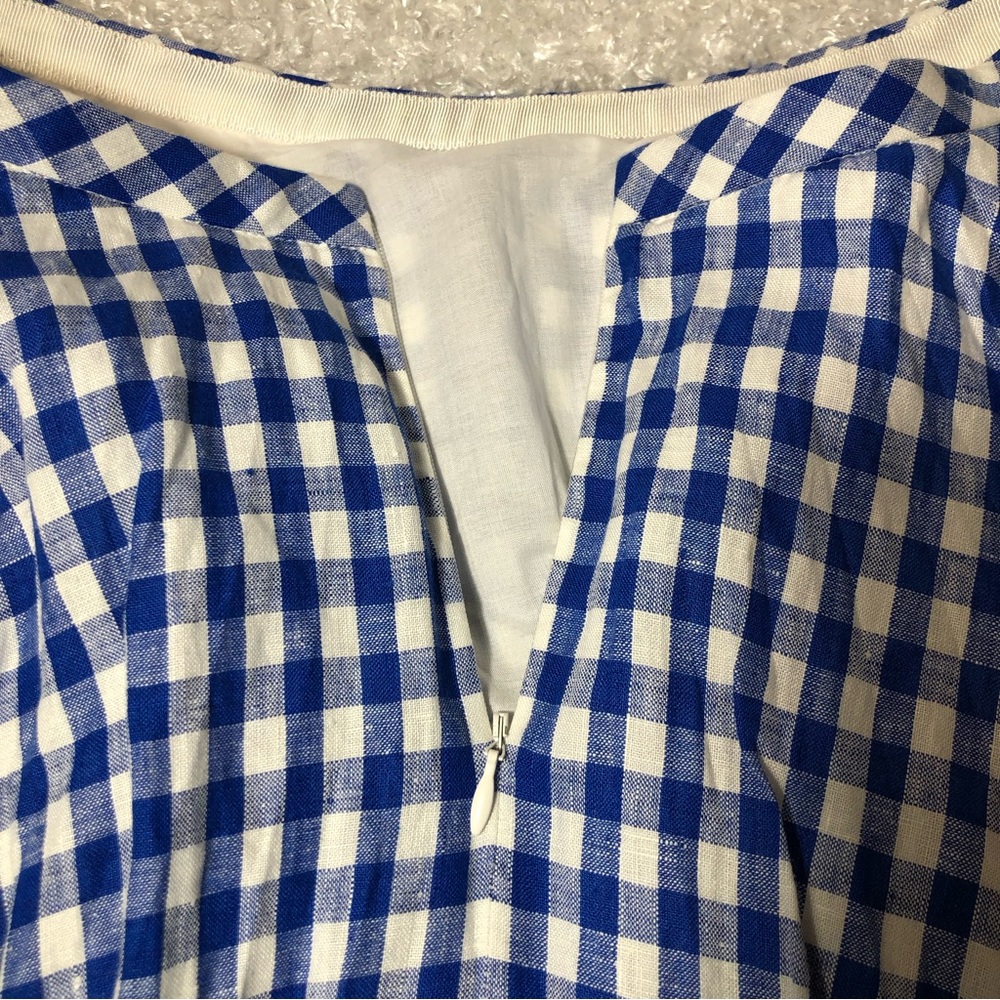 J. Crew Gingham Blue White Linen Skirt sz 4 - Picture 6 of 10